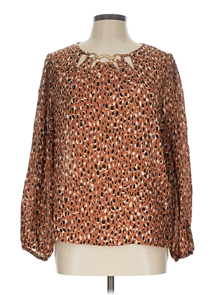 Auw Long Sleeve Blouse In Brown