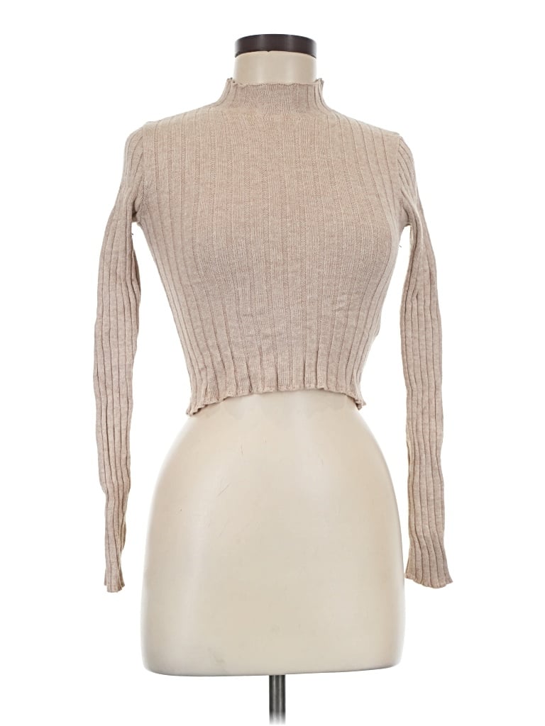 Pre-owned Prettylittlething Turtleneck Sweater In Tan