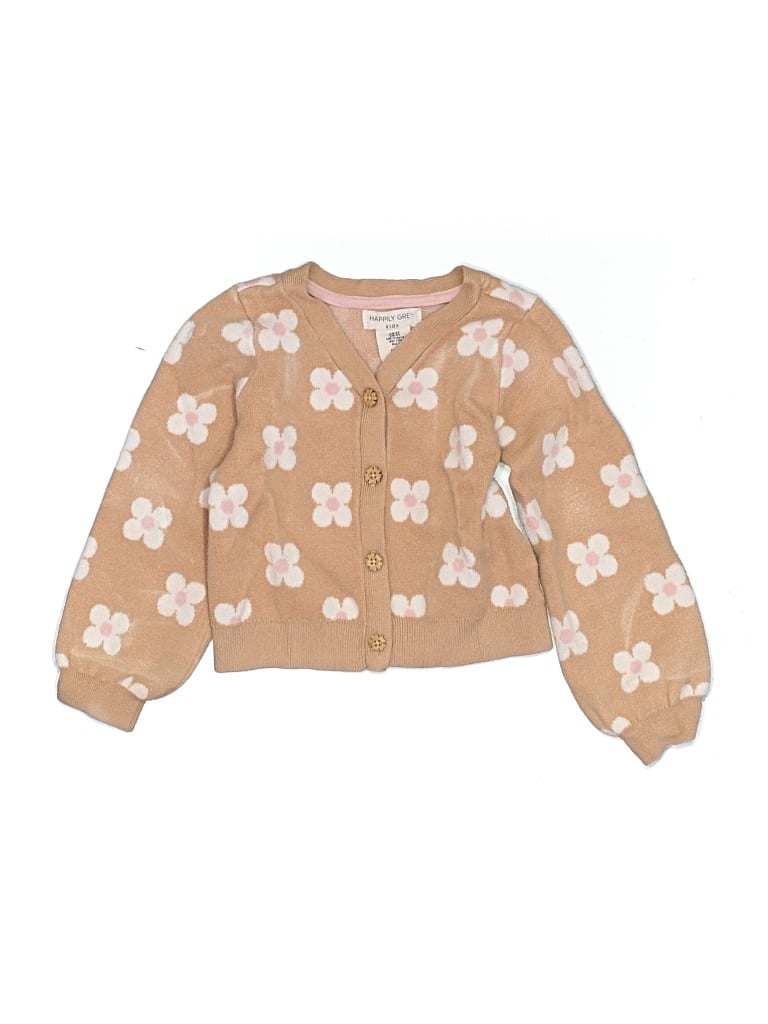 Pre-owned Happily Grey Kids' Cardigan Sweater In Tan