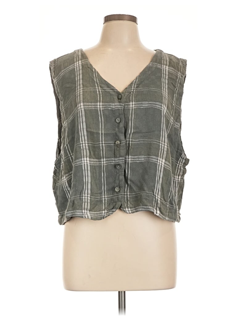 Pre-owned Cut Loose Sleeveless Button Down Shirt In Gray