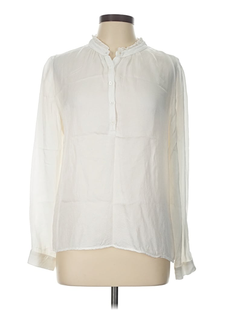 Pre-owned Amour Vert Long Sleeve Blouse In Ivory