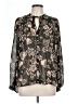 Elan Floral Black Long Sleeve Blouse Size L - photo 1