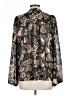 Elan Floral Black Long Sleeve Blouse Size L - photo 2