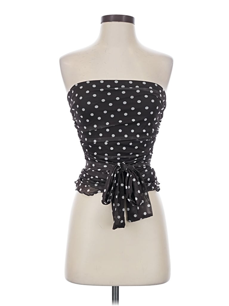 Romwe Sleeveless Top Black Strapless Neckline Tops