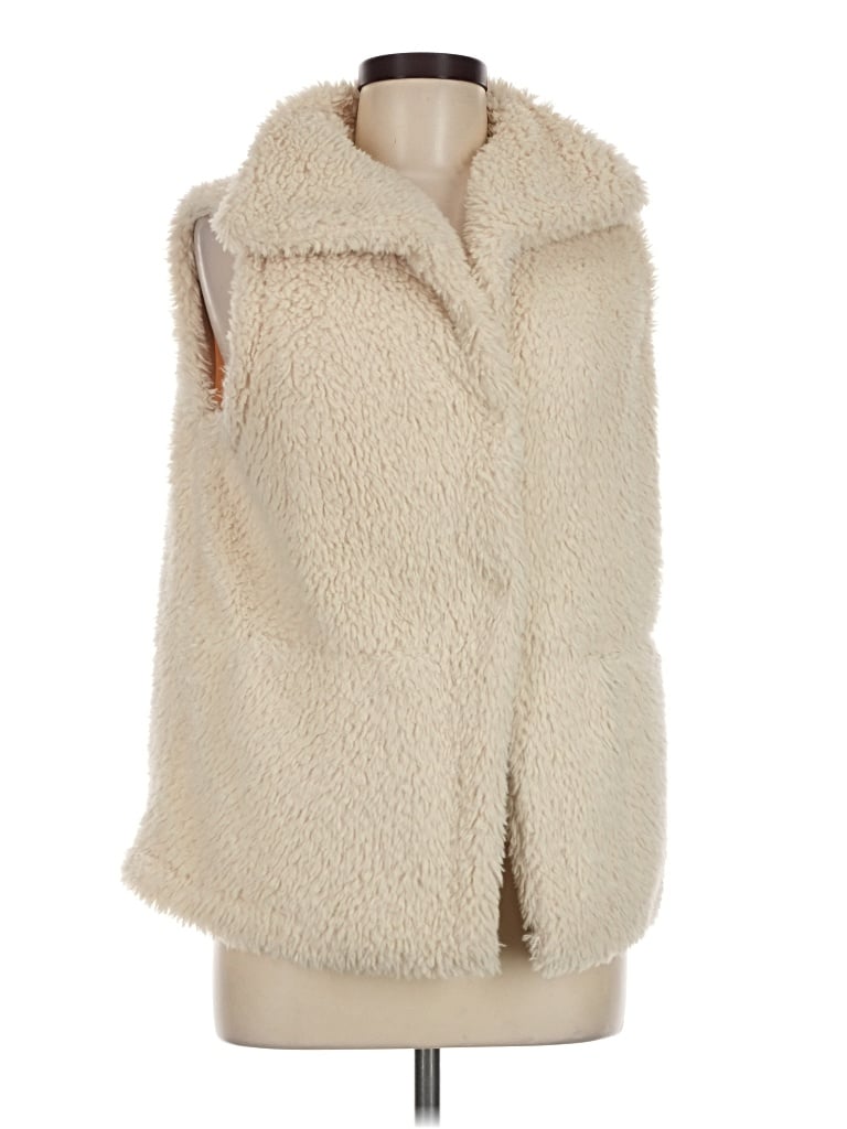 Pre-owned Thread & Supply Faux Fur Vest In Ivory