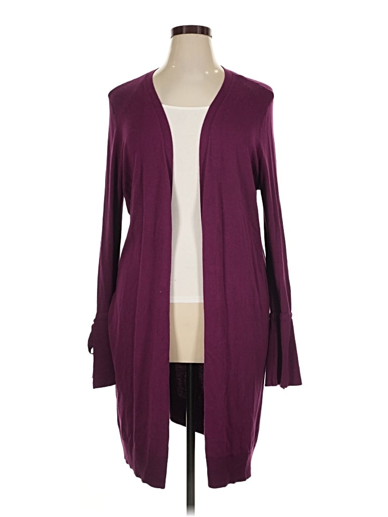 Pre-owned Halogen Cardigan Sweater In Burgundy