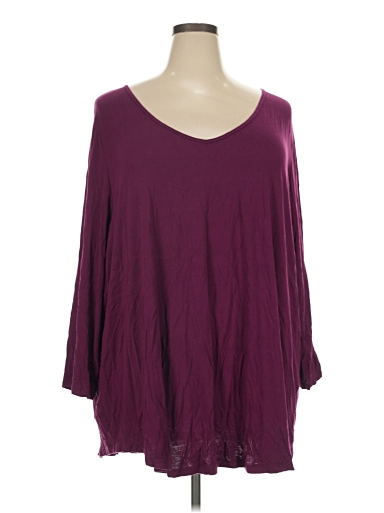 Pre-owned Evans 3/4 Sleeve Top Burgundy Scoop Neck Tops