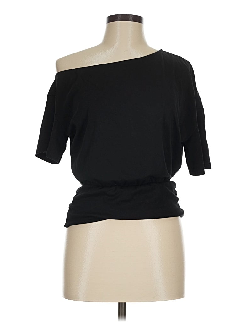 Pre-owned Merokeety Short Sleeve Top Black One Shoulder Neckline Tops