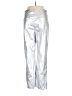 Haute Monde 100% Polyester Metallic Silver Casual Pants Size L - photo 2