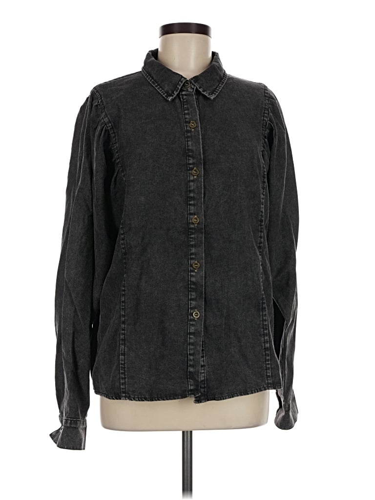Pre-owned Assorted Brands Long Sleeve Button Down Shirt In Black