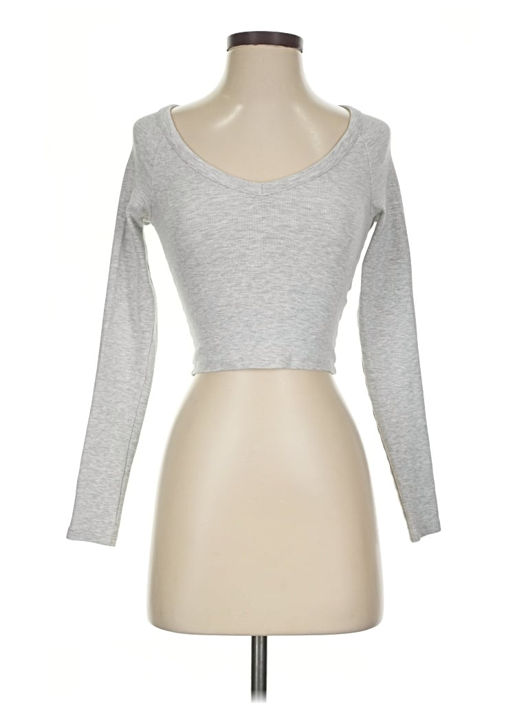 Pre-owned Bershka Long Sleeve T-shirt In Silver