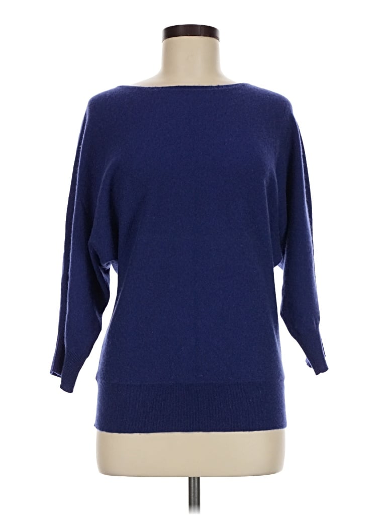 Pre-owned Garnet Hill Cashmere Pullover Sweater In Blue