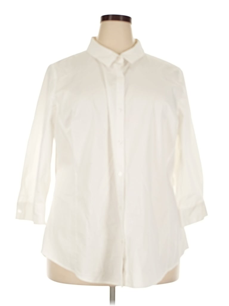 Pre-owned Worthington 3/4 Sleeve Button Down Shirt In Ivory