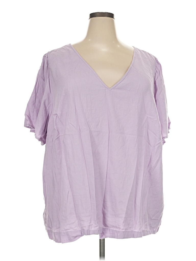 Pre-owned Ava & Viv Short Sleeve Blouse In Purple