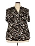 Style&Co 100% Polyester Animal Print Brown Short Sleeve Blouse Size 3X - photo 1