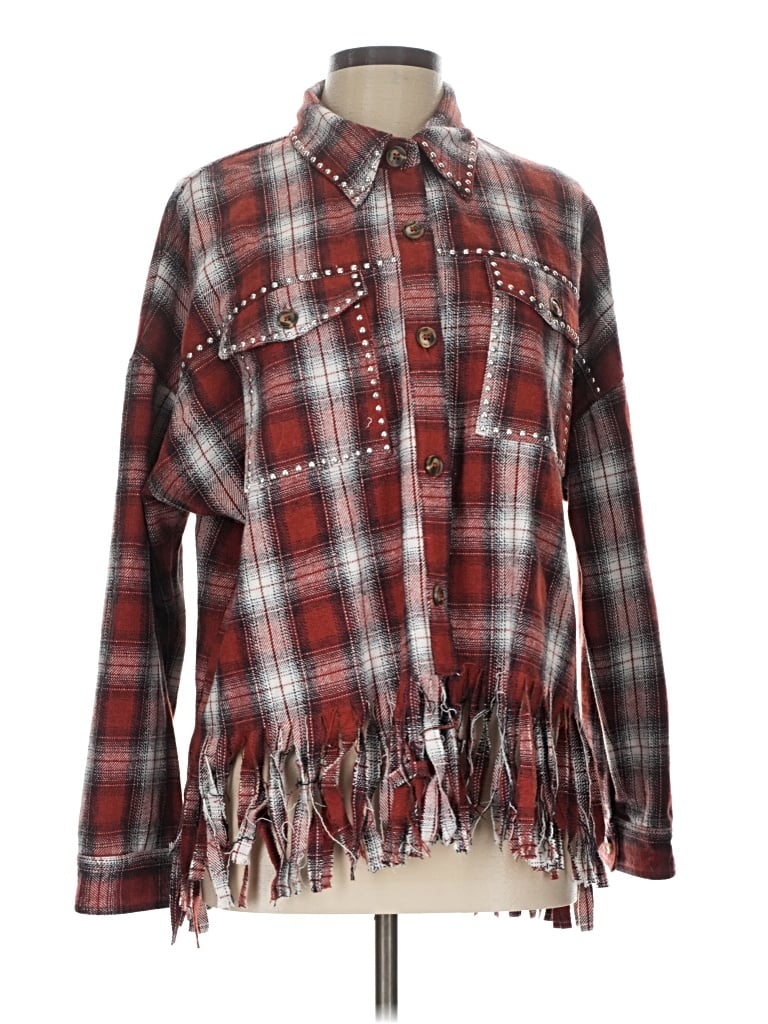 Pre-owned Eesome Long Sleeve Button Down Shirt In Red