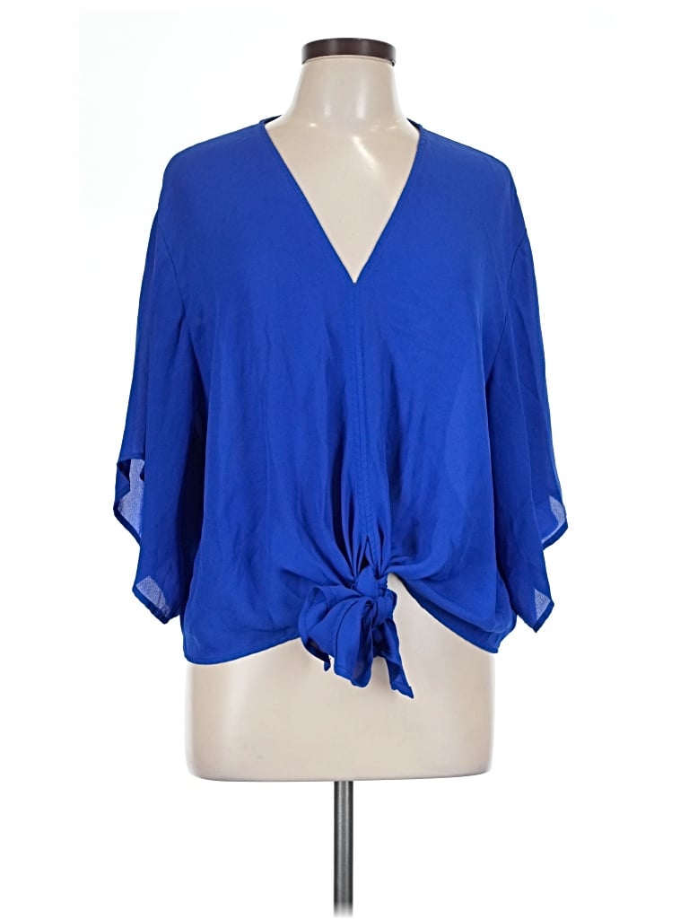 Pre-owned Adrienne 3/4 Sleeve Blouse In Blue