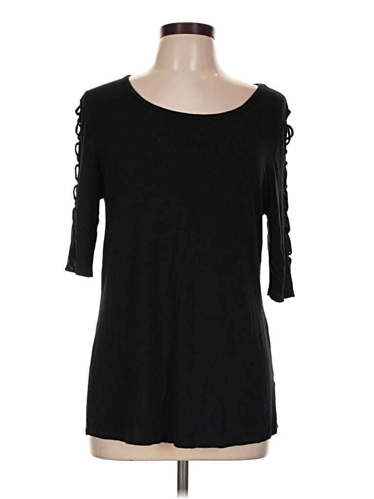 Pre-owned Retrology 3/4 Sleeve Top Black Boatneck Tops