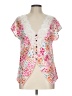 Unbranded Floral Pink Short Sleeve Blouse Size L (estimated) - photo 1