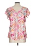 Unbranded Floral Pink Short Sleeve Blouse Size L (estimated) - photo 2