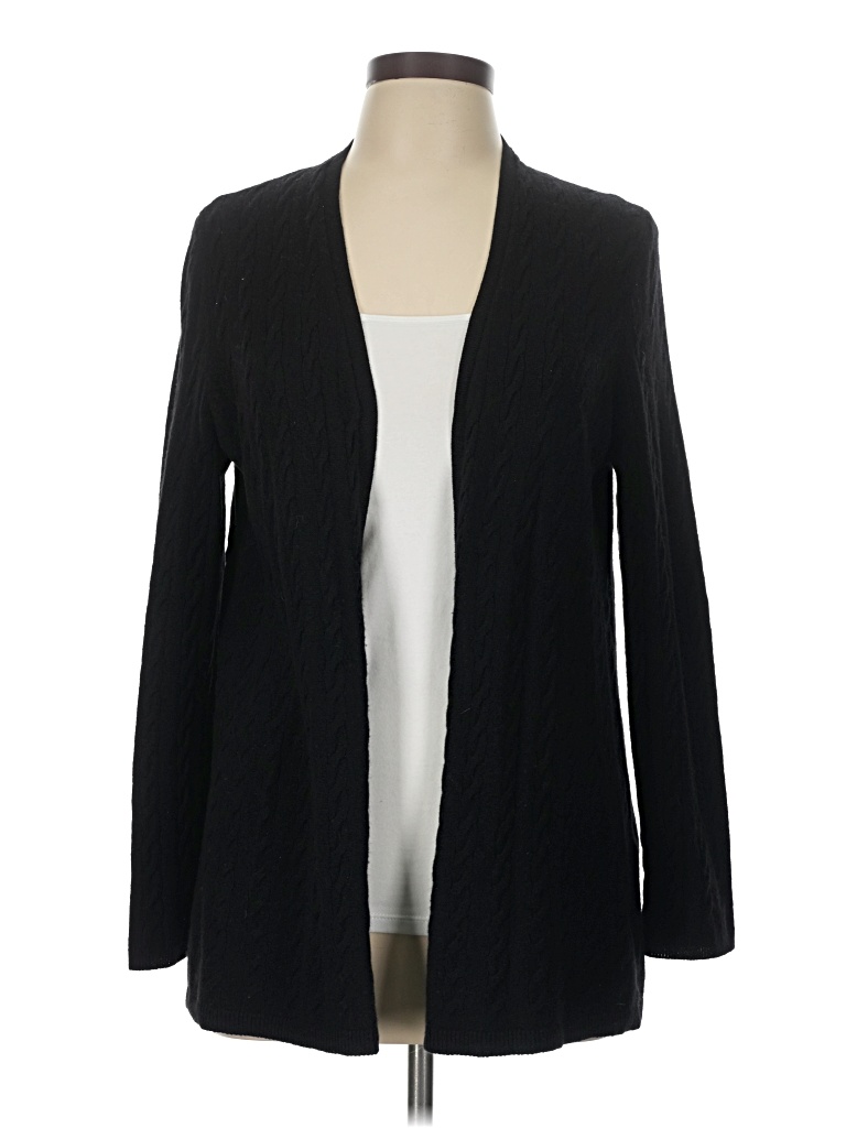 Pre-owned Talbots Cashmere Cardigan Sweater In Black
