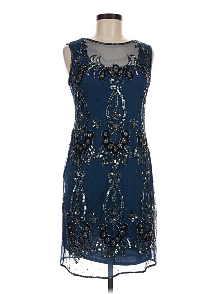 Pre-owned Pisarro Nights Cocktail Dress In Blue