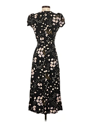 Madewell Puff-Sleeve Wrap-Front Midi Dress in Polka Daisies (view 2)
