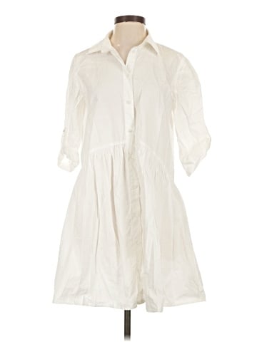 Madewell Button-Front Mini Shirtdress in Poplin (view 1)