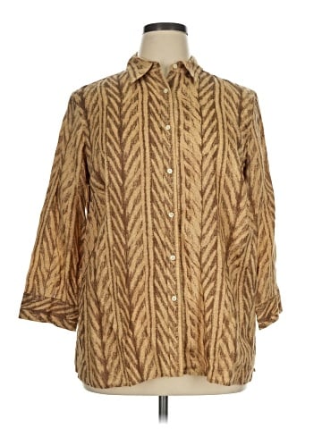 Lauren by Ralph Lauren 3/4 Sleeve Button-Down Shirt (view 1)