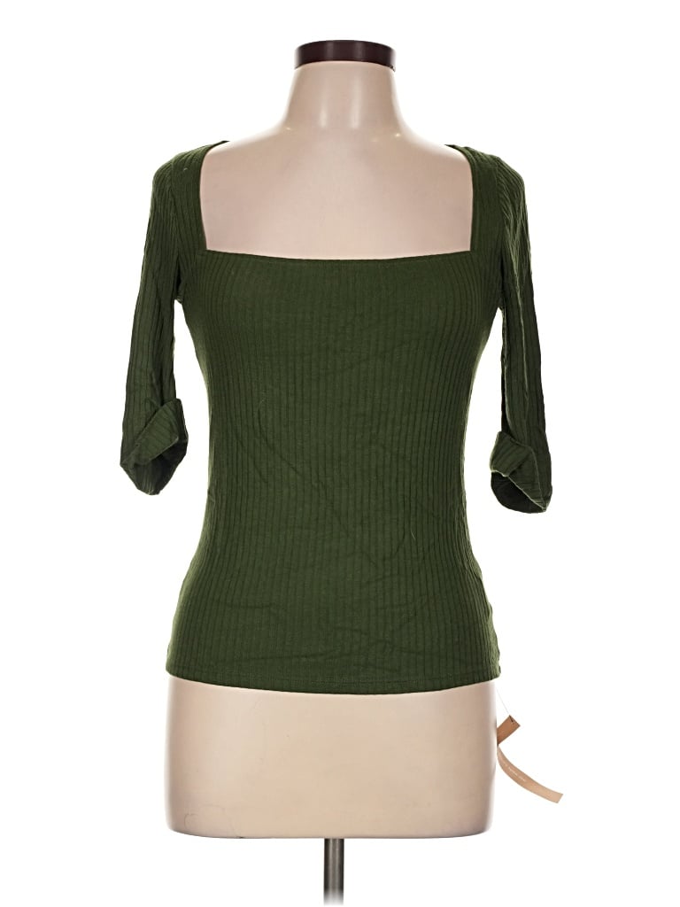 Reformation 3/4 Sleeve Top Green Sweetheart Neckline Tops