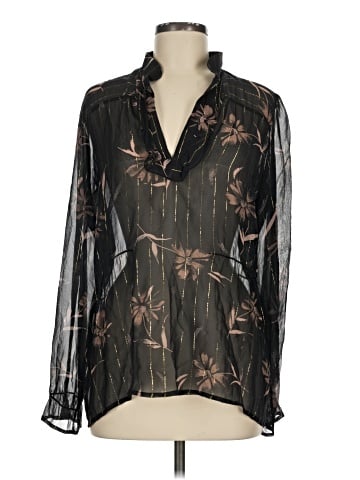 What Goes Around Comes Around Long Sleeve Silk Top (view 1)