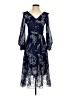 MARCHESA notte 100% Polyester Floral Silver Blue Cocktail Dress Size 2 - photo 1