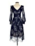 MARCHESA notte 100% Polyester Floral Silver Blue Cocktail Dress Size 2 - photo 2