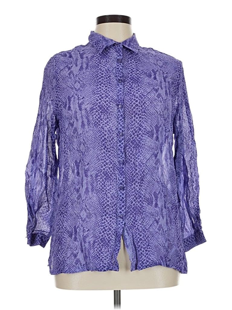 Pre-owned Koret Long Sleeve Blouse In Purple