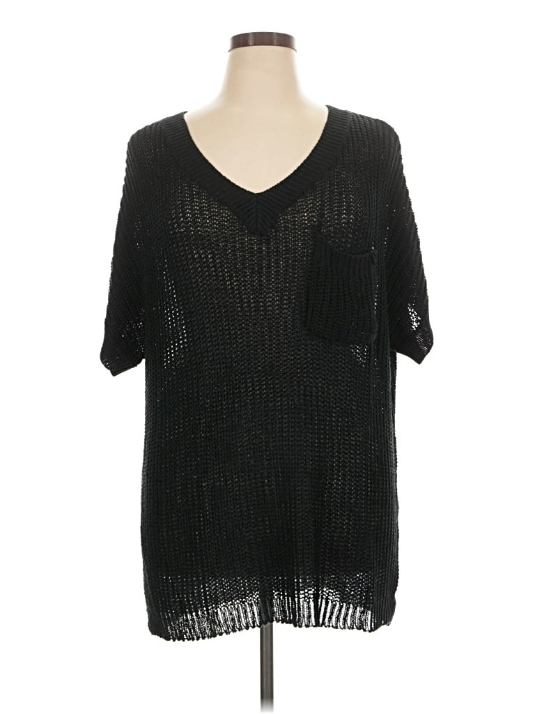 Pre-owned Bibi Short Sleeve Top Black V-neck Tops