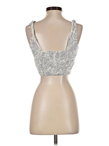 Madewell Linen-Blend Gwen Crop Vest Top in Abstract Flora (view 2)