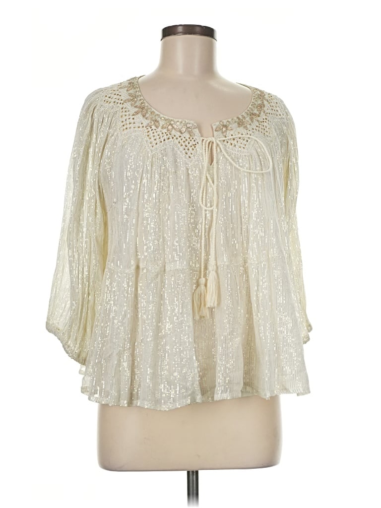 Pre-owned Raga 3/4 Sleeve Blouse In Ivory