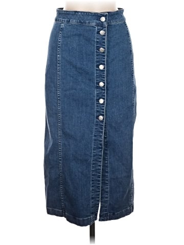 Madewell Stretch Denim Side-Button Midi Skirt (view 1)