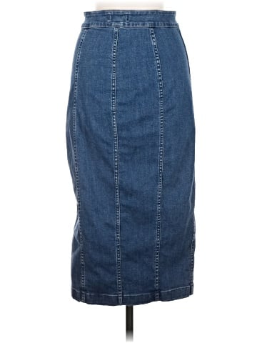 Madewell Stretch Denim Side-Button Midi Skirt (view 2)