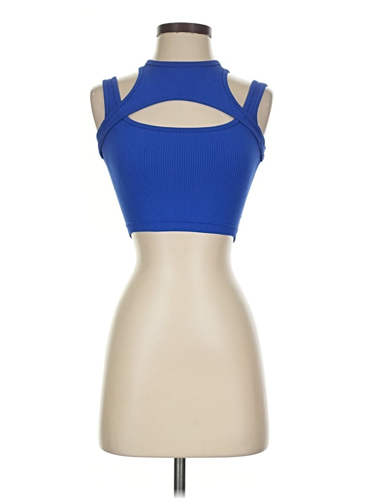 Pre-owned Garage Sleeveless Top Blue Halter Neckline Tops
