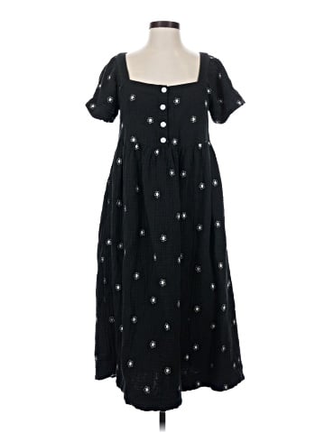 Madewell Daisy Embroidered Lightspun Square-Neck Midi Dress (view 1)