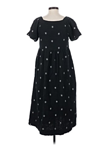 Madewell Daisy Embroidered Lightspun Square-Neck Midi Dress (view 2)