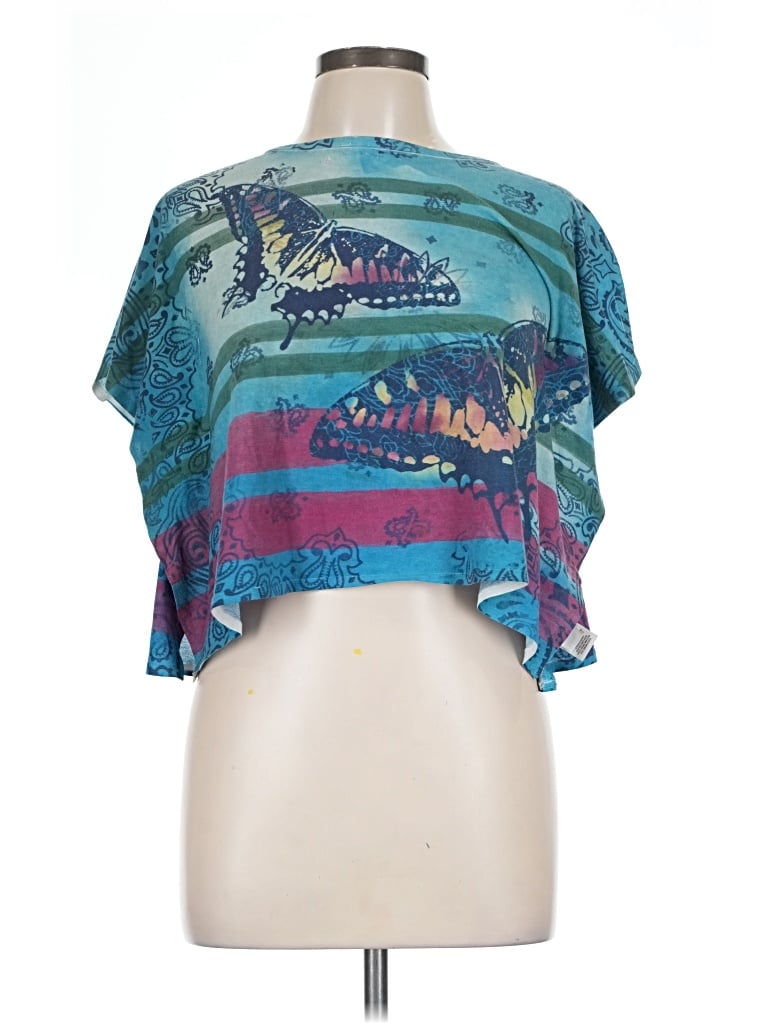 Pre-owned Mudd Short Sleeve Top Teal Halter Neckline Tops