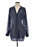 Zoa Polka Dots Blue Long Sleeve Blouse Size XS - photo 1