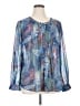 Daniel Rainn 100% Polyester Aztec Or Tribal Print Floral Graphic Tropical Blue Long Sleeve Blouse Size XL - photo 1