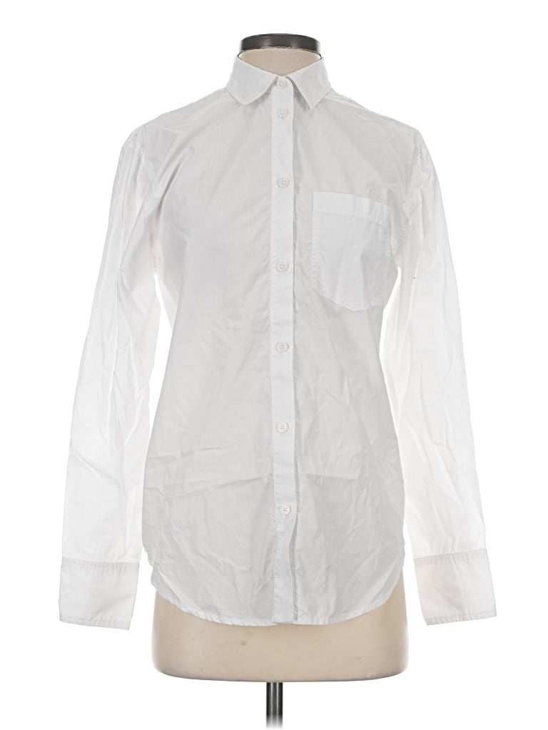 Pre-owned J.crew Collection Long Sleeve Button Down Shirt In White