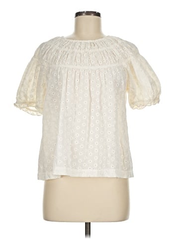 Madewell Daisy Embroidered Shirred Puff-Sleeve Top (view 1)
