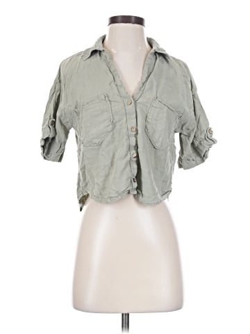 Zara 3/4 Sleeve Button-Down Shirt (view 1)