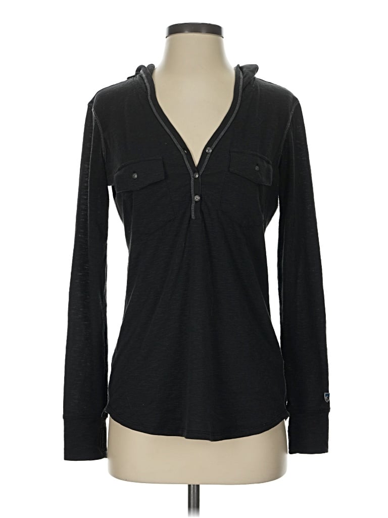 Pre-owned Kuhl Long Sleeve Henley Shirt In Black