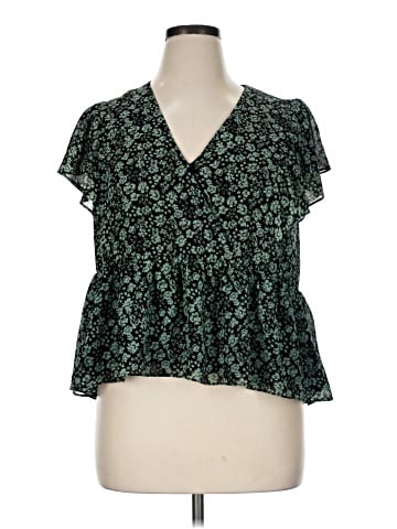 Madewell Georgette Ruffle-Sleeve Peplum Top in Fleur Field (view 1)